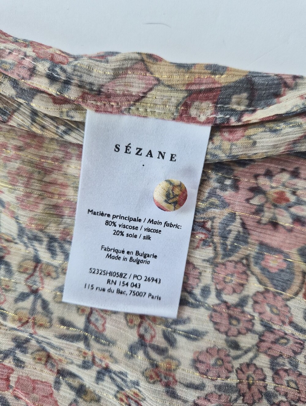 [Sezane] Irina Shirt in Pastel Forest, Size 38/6, Part Silk - Picture 10 of 12
